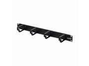 Navepoint 1U Horizontal 19 Inch Rack Mount Cable Management Panel With 4 D Rings 2 Inches Deep Black