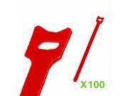 NavePoint 10 Inch Hook and Loop Reusable Strap Cable Cord Wire Ties 100 Pack Red