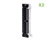 Navepoint 12 Port Cat6 UTP Unsheilded Mini Patch Panel With Wallmount Bracket Included Black 2 pack