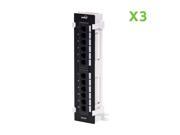 Navepoint 12 Port Cat5E UTP Unsheilded Mini Patch Panel With Wallmount Bracket Included Black 4 pack