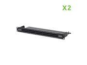 Navepoint 50 Port Cat3 Voice Phone Patch Panel 19 Inch Wallmount Or Rackmount With Wiring For T 568A And T 568B 1U Black 2 pack