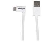 Startech USBLT1MWR 1m 3 ft Angled Lightning to USB Cable White