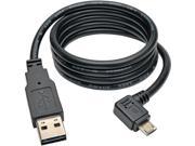 Tripp Lite UR05C 003 RB Black Dedicated Reversible USB Charging Cable Reversible A to Right Angle 5 Pin Micro B 3 ft.