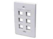 Intellinet Wall Plate Flush Mount 6 Outlet White