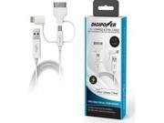 DIGIPOWER 3 in 1 Lightning Charge and Sync Cable 5 Feet Retail Packaging
