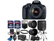 Canon EOS Rebel T5 1200D SLR Camera + 3 Lens 18-55 IS +24GB KIT Flash & More Brand New