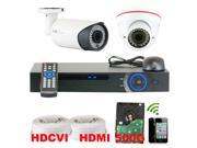 GW 4 Channel HDCVI DVR Security Camera System with 2 x HDCVI Color IR CCTV Camera 2.8 12mm Manual Focus Lens 1.0 Mega pixel 1080P Real Time Preview 720P realt