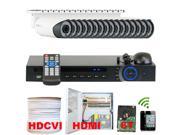 Professional 16 Channel HD CVI DVR Security Camera System with 16 x 1 2.9 HDCVI Color IR CCTV Security Camera 1.0Mega pixel Color CMOS 2.8 12mm Manual Focus L