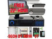 GW 32 Channel DVR 6TB HDD 960H Real Time Recording Playback 24 x 700 TVL CCTV Surveillance Kit Security Camera System PC Cellphone Viewable 22 HDMI Mo