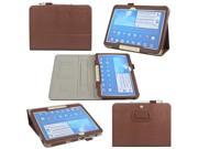 VIIGOOTECH Brown PU Leather Case Cover Stand for Samsung Galaxy Tab 3 10.1 Inch P5200 Tablet (with Flip Stand, Integrated Elastic Hand Strap, Stylus Loop, Card