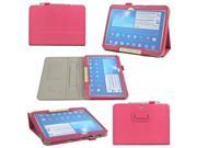 VIIGOOTECH Pink PU Leather Case Cover Stand for Samsung Galaxy Tab 3 10.1 Inch P5200 Tablet (with Flip Stand, Integrated Elastic Hand Strap, Stylus Loop, Card H