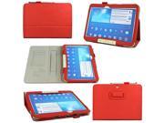 VIIGOOTECH Red PU Leather Case Cover Stand for Samsung Galaxy Tab 3 10.1 Inch P5200 Tablet (with Flip Stand, Integrated Elastic Hand Strap, Stylus Loop, Card Ho
