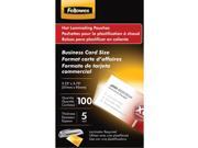 FELLOWES 52031 Business Card Laminating Pouches 100 pk