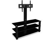 Mount it! 32 60 Inch Flat Panel TV Mount and Glass Entertainment Center Combo 3 Shelf