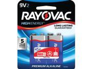 RAYOVAC A1604 2J 9 Volt Alkaline Batteries 2 pk
