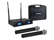 Pyle PDWM3360 Wireless Microphone System with 2 Handheld Mics UHF Selectable Frequency LCD Display