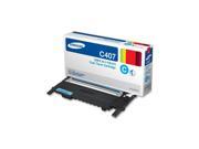 SAMSUNG CLT C407S CYAN TONER CARTRIDGE ESTIMATED YIELD 1 500 PAGES @5% FOR USE IN MODELS SAM