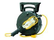 50 Industrial Incandescent Retractable Cord Reel Work Light with Outlet 8050M W