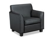 VL870 Series Tailored Black Leather Club Chair Black Wood Legs