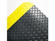 Industrial Deck Plate Anti Fatigue Mat Vinyl 24 x 36 Black Yellow Border CWNCD0023YB