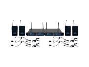 VocoPro UDH PLAY 4 Four CH UHF DSP Hybrid Bodypack Wireless Microphone Package