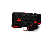 CORN Black and Red USB Wired Gaming Keyboard Mouse with Top Professional Chips 19 Keys Without Conflict 3 DPI Settings Weight Adjustment For Long Gaming Se