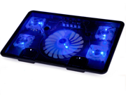 5 Fans 2USB Notebook Laptop Computer Cooler CORN Cooling Rack Fan Base Plate Blue LED Strengthen Edition for 14 15.6 17 inches Black
