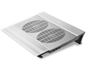 DEEPCOOL N8 Silver Laptop Cooling Pad 17 Aluminium Panel Dual 140mm Fans 3 USB Ports