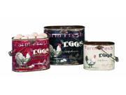 Set Of Rooster Tin Buckets Kitchen Decor