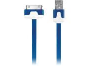 IESSENTIALS IPL FDC BL 30 PIN CHARGE SYNC FLAT CABLE 3.3 FT BLUE