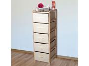 Lavish Home Organization Wood Fabric Five Drawer Unit with Shelf Top