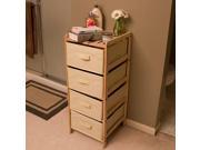 Lavish Home Organization Wood Fabric Four Drawer Unit with Shelf Top