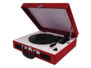 JENSEN JTA 410 R Portable 3 Speed Stereo Turntable with Built in Speakers Red