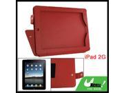 Press Button Faux Leather Stand Case Protector Red for iPad 2G