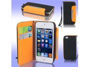 Black Faux Leather Magnetic Protective Case Cover Pouch for Apple iPhone 5 5G