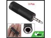 3.5mm Male to 6.35mm Female Audio Adapter Black 3 Pcs