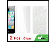 2 in 1 Front Back Transparent LCD Screen Guard Film for iPhone 4 4G 4S