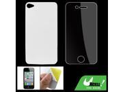 Clear Front Silver Tone Back Stickers Guard for iPhone 4 4S Aedjn
