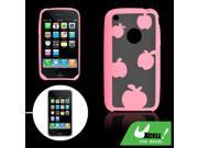 Pink Apple Print Anti Glare Plastic Case for iPhone 3G