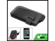 Black Faux Leather Pouch w Strap for Apple iPhone 3G