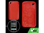 For iPhone 3G 3GS Interior Foot Print Clear Red Shell
