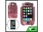 Vertical Purple Leather Protector Case for iPhone 3G