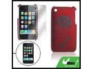 Screen Guard Plastic Rose Flower Case for iPhone 3G Red