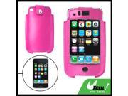 Hot Pink Faux Leather Screen Cover Case for iPhone 3G