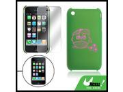 Green Plastic Back Case Screen Guard for iPhone 3G 3GS
