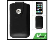 Pull Up Black Faux Leather Pouch Cover for iPhone 3G 3GS