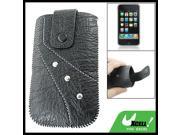 Black Faux Leather Pull Up Pouch Bag for iPhone 3G Jmkoq