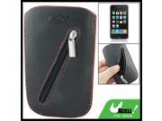 Red Stitching Hem Black Sleeve Pouch Bag for iPhone 3G