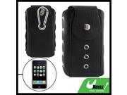 Black Faux Leather Carabiner Holder Cover for iPhone 3G