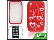 Silicone Skin Guard Heart Print Case for iPhone 3G Red